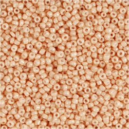 Rocaille Seed Beads, light peach, D: 1,7 mm, size 15/0 , hole size 0,5-0,8 mm, 25 g/ 1 pack [HOB-686780]