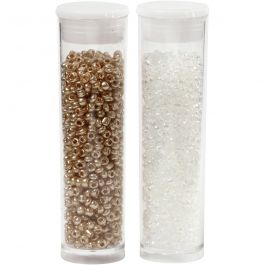 Rocaille Seed Beads, dia. 1,7 mm, size 15/0, hole size 0,5-0,8 mm, white, 2x7 g/ 1 pack [HOB-68683]