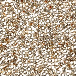 Rocaille Seed Beads, size 15/0 , D: 1,7 mm, rose gold, 25g, hole size 0,5-0,8 mm [HOB-686890]