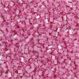 Rocaille Seed Beads, size 15/0 , D: 1,7 mm, rose, 2-cut, 25g, hole size 0,5 mm [HOB-687830]