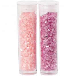 rose, transparent rose, 2-cut, D: 1,7 mm, size 15/0 , hole size 0,5 mm, 2x7 g/ 1 pack [HOB-68790]