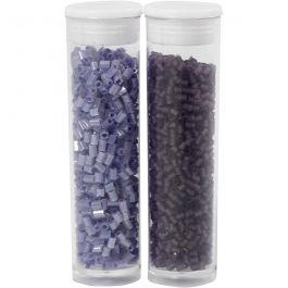 frosted purple, transparent purple, 2-cut, D: 1,7 mm, size 15/0 , hole size 0,5 mm, 2x7 g/ 1 pack [HOB-68791]