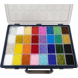 Rocaille Seed Beads, dia. 1,7+3+4 mm, size 6/0+8/0+12/0, hole size 0,5-1,2 mm, Colour may vary , 32x100 g/ 1 pack [HOB-688213]