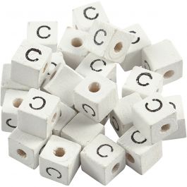 Letter Bead, white, C, size 8x8 mm, hole size 3 mm, 25 pc/ 1 pack [HOB-68953]