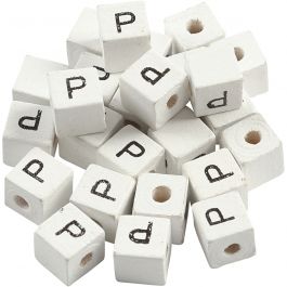 Letter Bead, white, P, size 8x8 mm, hole size 3 mm, 25 pc/ 1 pack [HOB-68966]