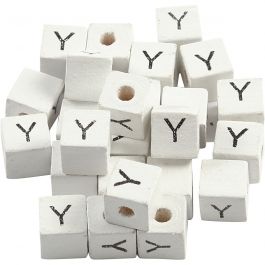Letter Bead, white, Y, size 8x8 mm, hole size 3 mm, 25 pc/ 1 pack [HOB-68975]