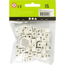 Letter Bead, white, A-Z, &, #, ?, size 8x8 mm, hole size 3 mm, 96 asstd./ 1 pack [HOB-68981]