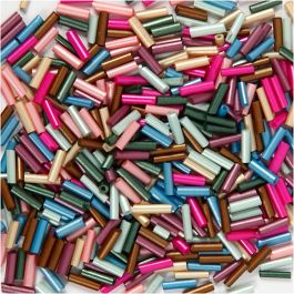 Bead Mix, metallic colours, L: 6 mm, D: 1,5-2 mm, hole size 1 mm, 130 g/ 1 pack [HOB-691220]