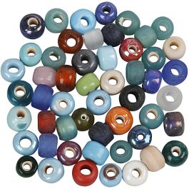 Glass Bead Mix, assorted colours, D: 9 mm, hole size 2,5-3 mm, 500 g/ 1 pack [HOB-69280]