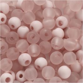 Plastic Beads, dia. 6 mm, hole size 2 mm, rose, 40 g/ 1 pack [HOB-69591]