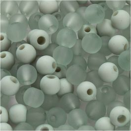 Plastic Beads, light green, D: 6 mm, hole size 2 mm, 40 g/ 1 pack [HOB-69594]