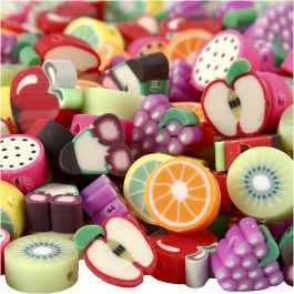 Clay Beads, D: 10 mm, hole size 1,5 mm, fruit, 200mixed [HOB-69619]