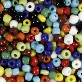 Rocaille Seed Beads, dia. 4 mm, size 6/0, hole size 0,9-1,2 mm, assorted colours, 1000 g/ 1 tub [HOB-696704]