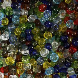 Rocaille Seed Beads, Gloss transparent, D: 4 mm, size 6/0 , hole size 0,9-1,2 mm, 1000 g/ 1 pack [HOB-696724]
