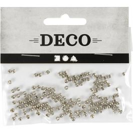 Wax Beads, silver, D: 3 mm, hole size 0,7 mm, 150 pc/ 1 pack [HOB-698041]