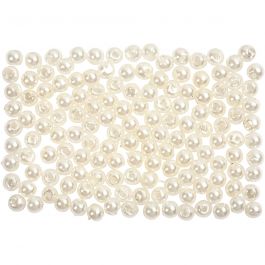 Wax Beads, mother-of-pearl, D: 3 mm, hole size 0,7 mm, 150 pc/ 1 pack [HOB-698061]