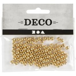 Wax Beads, gold, D: 5 mm, hole size 0,7 mm, 100 pc/ 1 pack [HOB-698121]