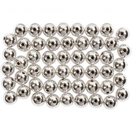 Wax Beads, silver, D: 5 mm, hole size 0,7 mm, 100 pc/ 1 pack [HOB-698141]