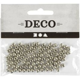 Wax Beads, silver, D: 5 mm, hole size 0,7 mm, 100 pc/ 1 pack [HOB-698141]