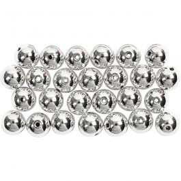 Wax Beads, silver, D: 8 mm, hole size 1 mm, 50 pc/ 1 pack [HOB-698241]