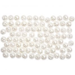Wax Beads, mother-of-pearl, D: 4 mm, hole size 0,7 mm, 150 pc/ 1 pack [HOB-698361]