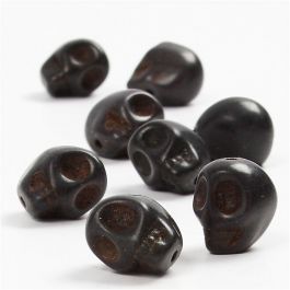 Howlite Beads, black, D: 12 mm, hole size 1,5 mm, 32 pc/ 1 pack [HOB-69921]
