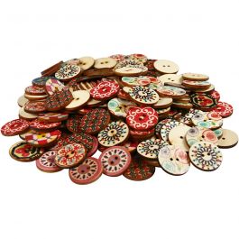 Wooden Buttons, D: 20 mm, 180 pc/ 1 pack [HOB-69978]