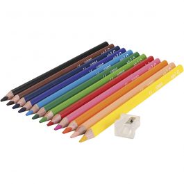 edu Jumbo Coloured Pencils, thickness 10 mm, lead 5 mm, assorted colours, 12pc/ 1 pack [HOB-409814]