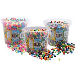 Fuse Beads, size 10x10 mm, hole size 5 mm, JUMBO, assorted colours, 7350 pc, 3x2450 pc/ 1 pack [HOB-745959]