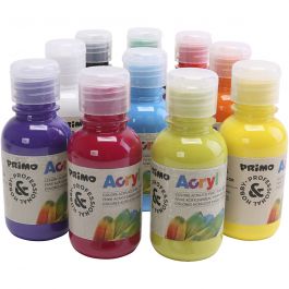 PRIMO luxury acrylic paint, assorted colours, 10x125 ml/ 1 pack [HOB-638392]