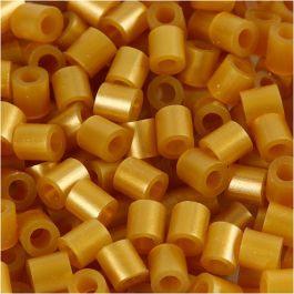 Fuse Beads, size 5x5 mm, hole size 2,5 mm, gold, medium, 6000pcs