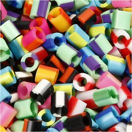 Fuse Beads, size 5x5 mm, hole size 2,5 mm, stripe, medium, 1100mixed