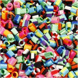 Fuse Beads, size 5x5 mm, hole size 2,5 mm, stripe, medium, 10000mixed