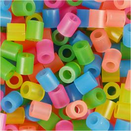 Fuse Beads, size 5x5 mm, hole size 2,5 mm, neon colors, medium, 20000mixed