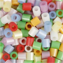 Fuse Beads, size 5x5 mm, hole size 2,5 mm, mother of pearl colours, medium, 5000mixed