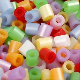 Fuse Beads, size 5x5 mm, hole size 2,5 mm, mother of pearl colours, medium, 1100mixed