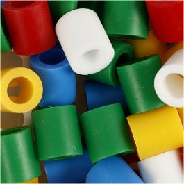 Fuse Beads, size 10x10 mm, hole size 5,5 mm, standard colours, jumbo, 2450mixed