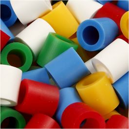 Fuse Beads, size 10x10 mm, hole size 5,5 mm, standard colours, jumbo, 550mixed