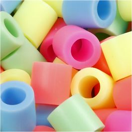 Fuse Beads, size 10x10 mm, hole size 5,5 mm, pastel colours, jumbo, 550mixed