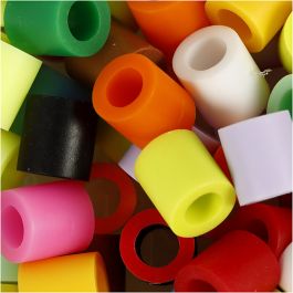 Fuse Beads, size 10x10 mm, hole size 5,5 mm, asstd colours, jumbo, 1000mixed