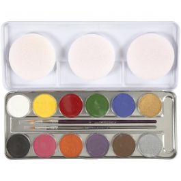 Water-based Face Paint, assorted colours, 12 colour/ 1 set [HOB-76136]