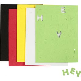 EVA Foam Letters & Numbers, assorted colours, 15x21 cm, size 2-2,3 cm, thickness 2 mm, 5 sheet/ 1 pack [HOB-769014]