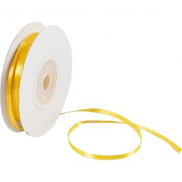 Satin Ribbon, W: 3 mm, sun yellow, 30 m/ 1 roll [HOB-780014]
