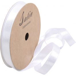 Satin Ribbon, W: 10 mm, white, 10 m/ 1 roll [HOB-780101]
