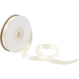 Satin Ribbon, W: 10 mm, cream, 10 m/ 1 roll [HOB-780102]