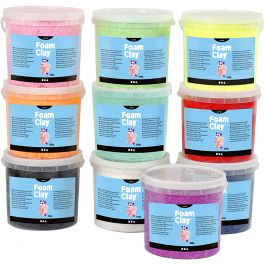 Foam Clay®, assorted colours, glitter, 10x560 g/ 1 pack [HOB-78098]