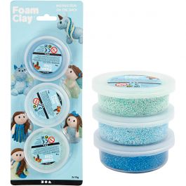 Foam Clay®, blue, light blue, green, glitter,metallic, 3x14 g/ 1 pack [HOB-78135]