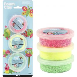 Foam Clay®, light green, neon pink, neon yellow, 3x14 g/ 1 pack [HOB-78141]