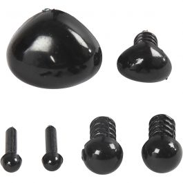Eyes and noses, black, D: 3+6 mm, 20 set/ 1 pack [HOB-78281]