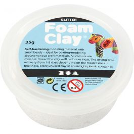 Foam Clay®, white, glitter, 35 g/ 1 tub [HOB-78813]